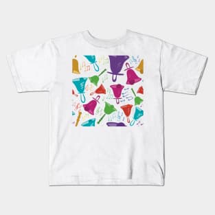 Colorful Handbells And Notes Pattern Kids T-Shirt